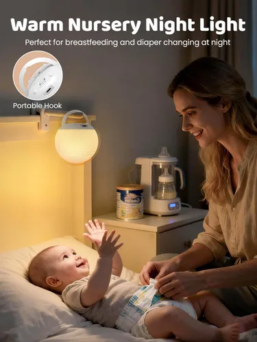 Miniatura 7 de Luz de huevo para guardería, batería de 2600 mAh con tiempo de funcionamiento de 150 horas, luz cálida de 3000 K y RGB 16 colores, atenuación