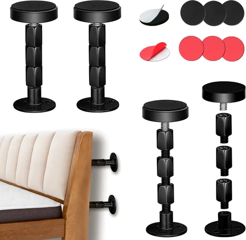 4 topes de cabecera para pared, marco de cama ajustable, antivibraciones, parachoques de pared de cama con almohadillas y tornillos gratis,