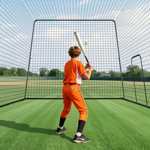 Miniatura 26 de VEVOR Jaula de bateo de béisbol, red profesional de entrenamiento de bateo de béisbol de sóftbol, resistente, resistente, cerrada, de polietileno