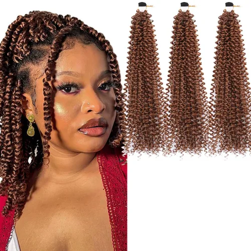 Miniatura 37 de Pelo de ganchillo Ocean Wave de 30 pulgadas, 3 paquetes de cabello trenzado de onda profunda, cabello rizado profundo con ganchillo para mujeres