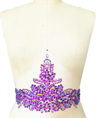 Miniatura 8 de Exquisitos parches de cristal brillantes hechos a mano de color AB para coser con piedras y lentejuelas para vestidos de novia, accesorios manuales