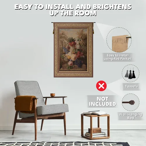 Miniatura 6 de Charlotte Home Furnishings Inc. Bouquet Exotique - Tapiz francés para colgar en la pared, 58 x 44 pulgadas, mezcla de algodón y poliéster, arte
