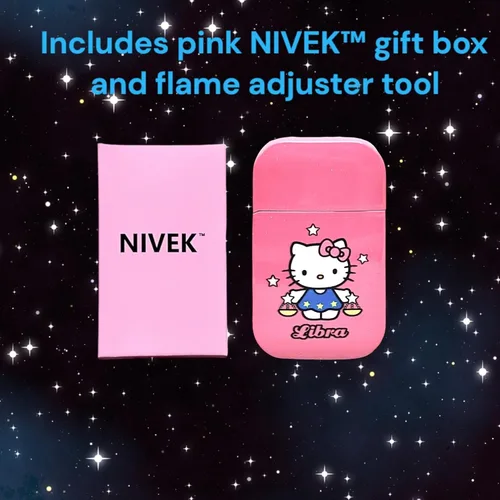 Miniatura 2 de NIVEK Kitty Cat Encendedor Y2k 12 Consetelaciones Horóscopo Astrología Zodiaco Signos de nacimiento Pretty Pink Flame Kawaii Coleccionable Japonés