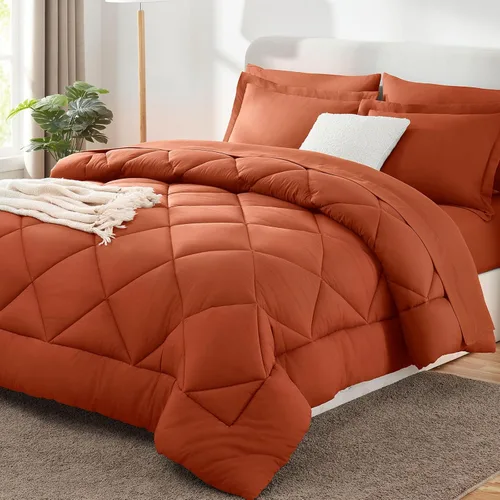 Miniatura 64 de CozyLux - Juego de edredón en una bolsa, para dormitorio universitario, todas las estaciones, edredón, sábanas y fundas para almohada y decorativas