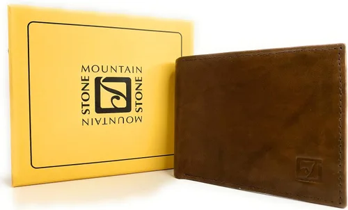 Miniatura 5 de Nueva piedra montaña para hombre monedero genuino TAN cuero RFID Passcase Bifold