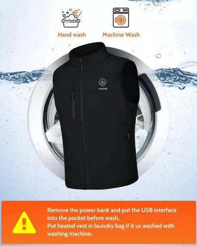 Miniatura 7 de FUNPRO Chaleco térmico para hombres y mujeres, chaleco de calefacción eléctrica resistente al viento, chaqueta deportiva sin mangas Softshell