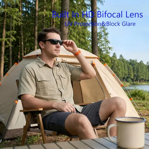 Miniatura 6 de 3 pares de lentes de sol de lectura bifocales para hombres y mujeres, lentes de lectura envolventes para exteriores