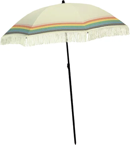Miniatura 26 de Sombrilla de playa para arena, resistente al viento, con bolsa de anclaje de arena, portátil, flecos, bolsa de mezclilla, cuenta con parte inferior