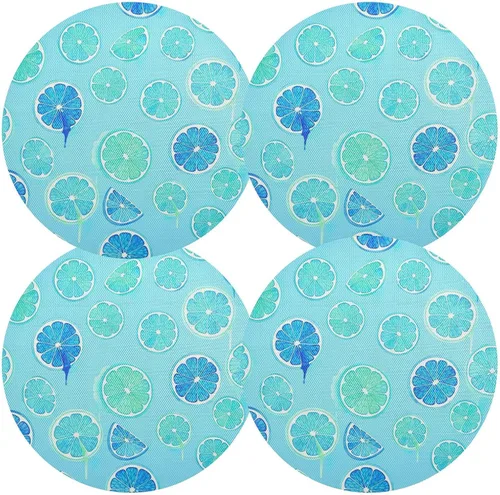 Miniatura 2 de Turquoise Fruit Slices Blue Placemats, Heat Resistant Non Slip Washable Dinner Mat for Kitchen one sizex1