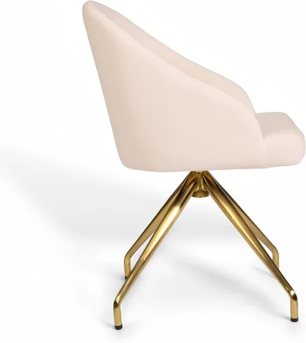 Miniatura 11 de Martha Stewart Sora Silla de Trabajo Giratoria Fija con Brazos Inclinados para Oficina en Casa en Tela Conch Shell con Marco de Latón Pulido