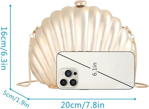 Miniatura 7 de Mini bolso de mano de noche de concha marina para mujer, correa de cadena, bolso cruzado