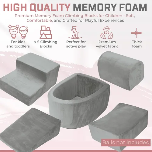 Miniatura 2 de Bloques de escalada de espuma para niños pequeños, juego suave de interior para bebés, funda de terciopelo y espuma viscoelástica de alta densidad