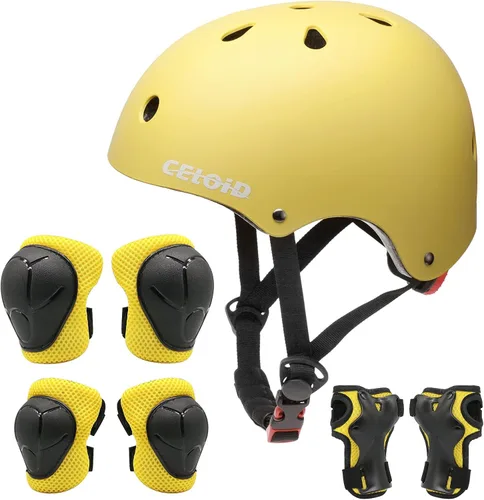 Miniatura 23 de Juego de almohadillas para casco de bicicleta y patineta para niños, equipo de protección para niños pequeños, rodilleras y coderas para niños