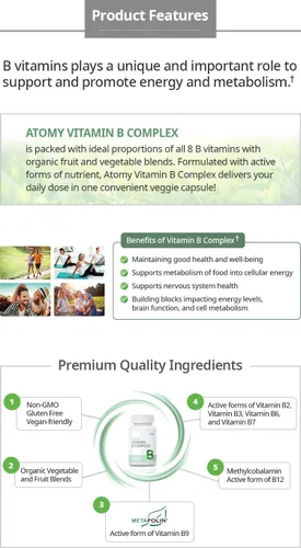 Miniatura 2 de Atomy Vitamina B Complejo Vegano Sin Gluten Sin OGM