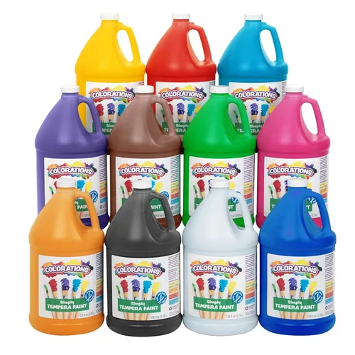 Colorations Pintura de témpera simple sin parabenos para niños, juego de 11 galones, pintura vibrante para póster y aula, fabricada en Estados
