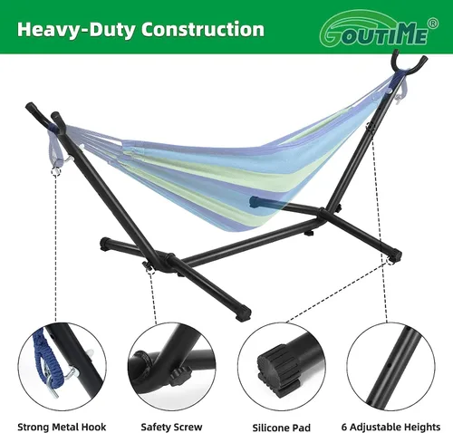 Miniatura 3 de Goutime Hamaca para niños con soporte, base de soporte para hamacas para niños con bolsa de transporte portátil para interiores, exteriores, patio