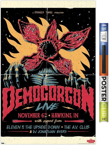Miniatura 17 de Netflix Stranger Things - Póster de pared en vivo Demogorgon, 22.4 pulgadas de largo x 14.7 pulgadas de ancho, versión enmarcada de madera de granero