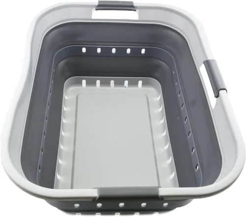 Miniatura 18 de SAMMART Cesta plegable de plástico para la ropa sucia de 42L (11 galones), contenedor de almacenamiento plegable y organizador, cesta que ahorra
