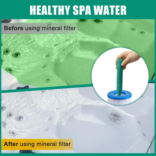 Miniatura 5 de Repuesto para cartucho mineral de filtro de rana, insertos de palo de spa precargados para jacuzzis, reduce el cloro/bromo en un 50%, dura 4 meses