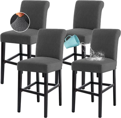 Miniatura 17 de H.VERSAILTEX Funda para taburete de bar 100% impermeable, elástica, funda para taburete de mostrador, funda para silla de pub, para comedor