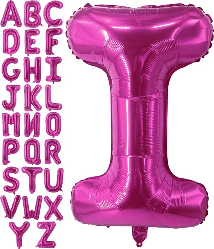 Miniatura 16 de Lovoir Globos grandes de 40 pulgadas de color rosa intenso con la letra H de gran tamaño, globo de helio de aluminio de Mylar para decoración