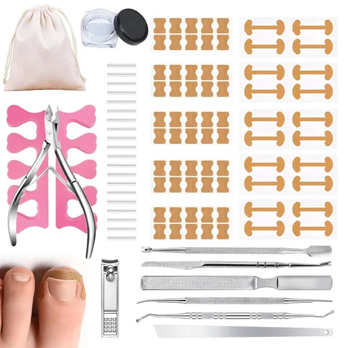 Miniatura 12 de Kit corrector de uñas encarnadas, herramientas de uñas, tiras de corrección transpirables con herramientas de levantamiento de uñas, cortaúñas