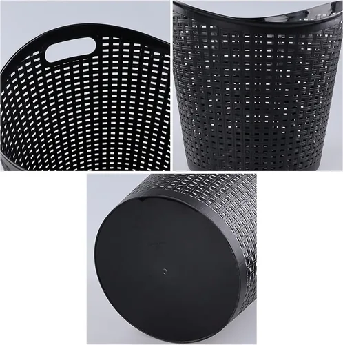 Miniatura 3 de Cesta de lavandería flexible de plástico de 40 L, cesta de lavandería negra con asas, 6 paquetes