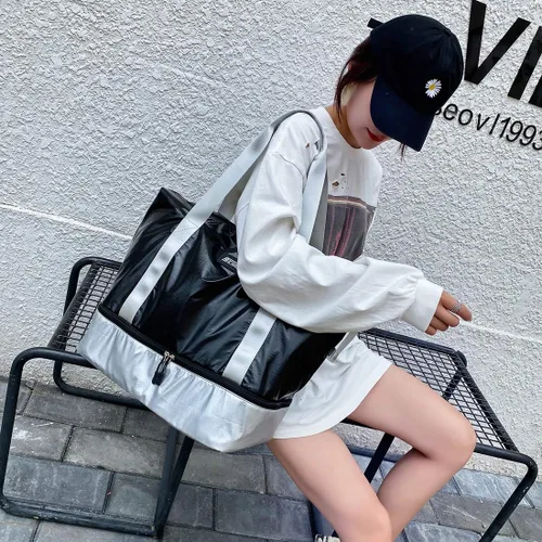 Miniatura 8 de fancyfree Bolsa de doble capa, bolsa de viaje grande con compartimento inferior para zapatos, bolsa de lona ideal para mujeres y hombres