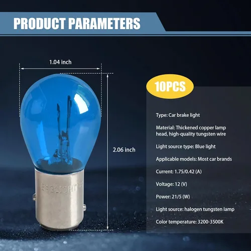 Miniatura 2 de 10 piezas Bombillas para coche 1157 P21/5W S25 BAY15D, bombilla de luz de freno doble cola alta y baja, luz de señal de giro, bombilla de vida más