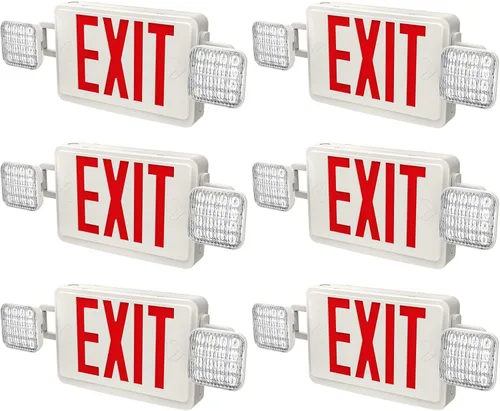 Miniatura 12 de SPECTSUN Paquete de 12 luces de emergencia de salida, luces de salida de emergencia de 120-277 V, luces de emergencia LED combinadas de salida