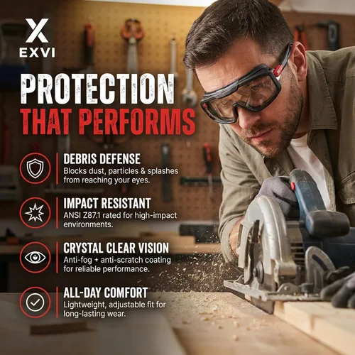 Miniatura 2 de Gafas de seguridad SG200 ANSI Z87.1, no OTG, antiniebla, resistentes a los arañazos, UV400, junta de goma (hasta un 95% de sello), protección contra