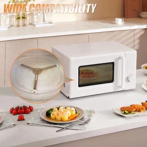 Miniatura 7 de Juego de 2 platos giratorios para horno de microondas de triple brazo, bandeja de vidrio para horno de microondas, anillo de soporte de rodillo