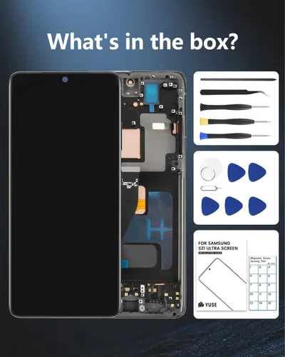 Miniatura 7 de Reemplazo de pantalla OLED para Samsung Galaxy S21 Ultra 5G con marco y sensor de huellas dactilares, incluye kit completo de herramientas y guía
