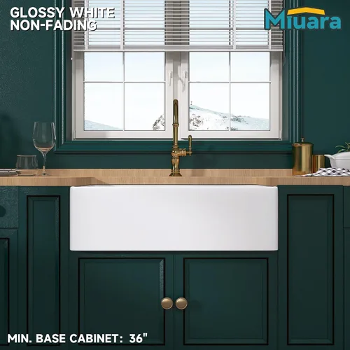 Miniatura 18 de Miuara Fregadero de Granja Negro de 33 Pulgadas - Fregadero de Cocina Grande de Frente con Delantal Tazón Individual 33"x18"x10", Instalación Bajo