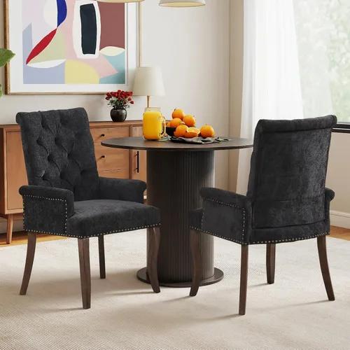 Miniatura 69 de Juego de 6 Sillas de Comedor Tapizadas de Terciopelo, Sillas Laterales de Cocina de Estilo Moderno con Ribete de Tachuelas y Patas de Madera, Anillo