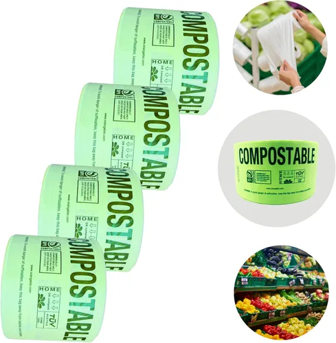 Miniatura 8 de (Grande) Bolsas de compras compostables certificadas por OrangeBio para el hogar, 200 unidades, 12 x 6 x 20 pulgadas (extragruesas), capacidad