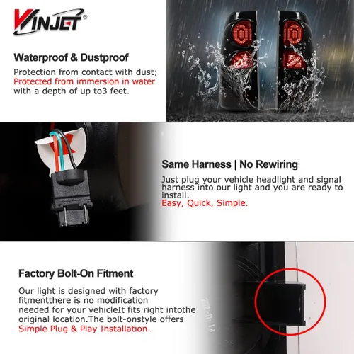 Miniatura 6 de Winjet Luces traseras LED aptas para Chevrolet Silverado 1999-2006 y 1999-2003 GMC Sierra montaje de luz trasera con luz LED intermitente/luz