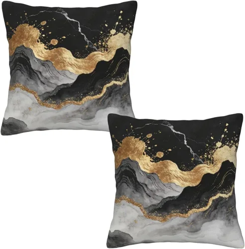 Miniatura 15 de Lcokin - Fundas de almohada decorativas con rayas rojas y negras abstractas, 16 x 16 pulgadas, juego de 2, funda cuadrada de cojín gris para sofá