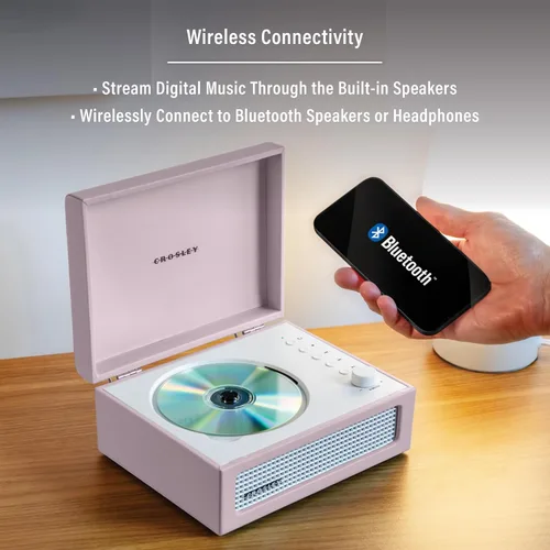 Miniatura 4 de Crosley CR3517A-AM Voyager - Reproductor de CD portátil retro con altavoces estéreo Bluetooth y radio FM, Amythest