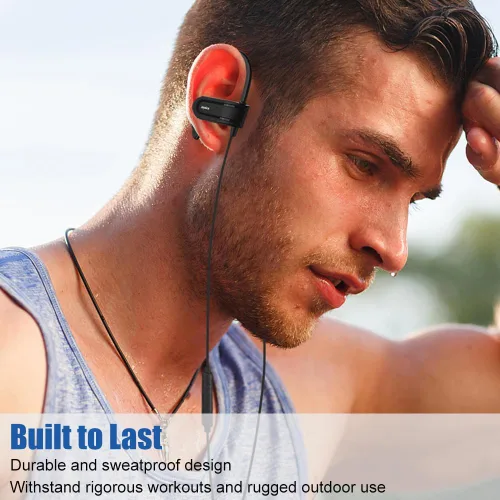 Miniatura 5 de Joysico - Auriculares con cable sobre la oreja con micrófono, control de volumen, gancho para la oreja y estuche, auriculares deportivos resistentes