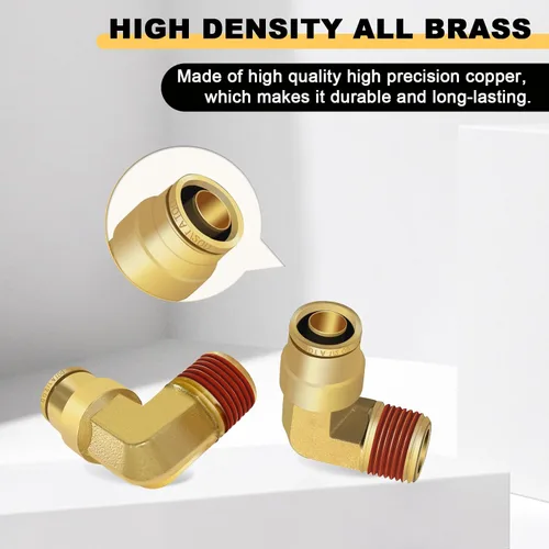 Miniatura 2 de Siptenk Codos de 1/2" DOT de latón DOT de aire de conexión rápida DOT accesorios de línea de aire DOT 5 piezas, tubo de 1/2" OD x rosca NPT de 3/8