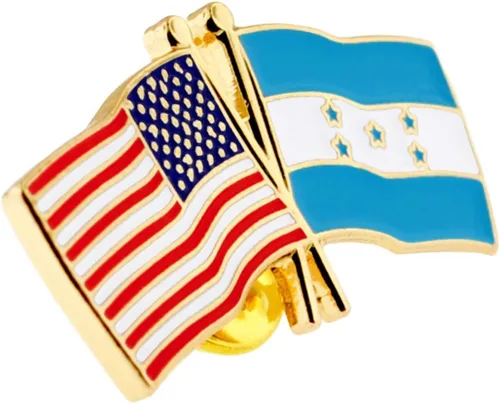 Miniatura 141 de PinMart Pin de solapa esmaltado con bandera de la amistad cruzada de Estados Unidos y el mundo
