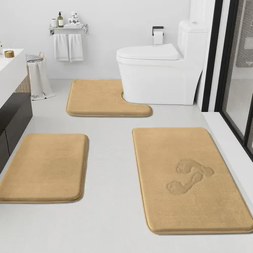 Miniatura 31 de HUXMEYSON Juego de alfombras de baño de 2 piezas, juego de alfombrillas antideslizantes y de secado rápido, alfombras de baño ultra suaves de Negro