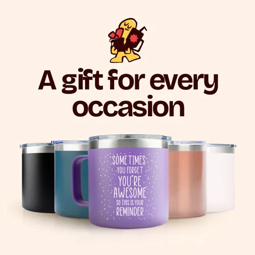 Miniatura 8 de Regalos de cumpleaños para mujeres de la amistad, regalos morados para mujeres, taza de café de 14 onzas, Sometimes You Forget You're Awesome Idea