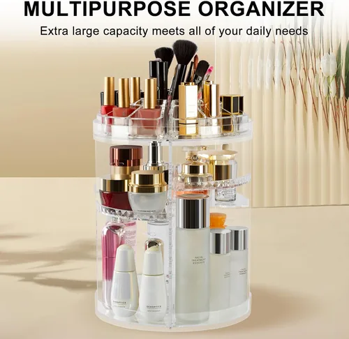 Miniatura 4 de Organizador de maquillaje, rotación de 360 °, ajustable muestrario de almacenador de cosméticos, estuche con gran capacidad