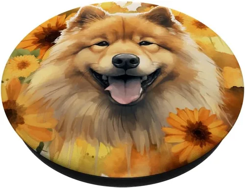 Miniatura 2 de Chow Chow Dog Acuarela Girasol PopSockets Estándar PopGrip