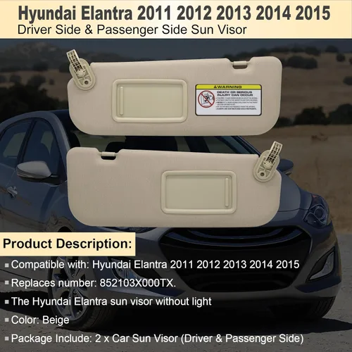 Miniatura 2 de NHILES - Viseras solares de reemplazo para lado del conductor izquierdo y lado del pasajero derecho compatibles con Hyundai Elantra 2011, 2012