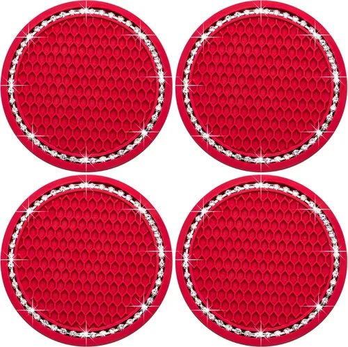 Miniatura 9 de 4 posavasos con brillantes para portavasos, 2.75 pulgadas, insertos para portavasos de auto, silicona suave antideslizante a prueba de golpes, Negro