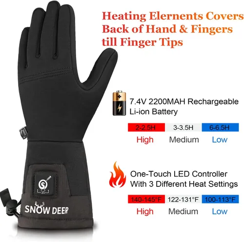 Miniatura 3 de Guantes térmicos para hombres y mujeres, batería recargable, para motocicleta, esquí, calentador de nieve, guantes para artritis