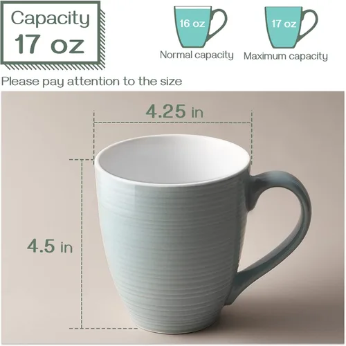 Miniatura 3 de DOWAN Tazas de café, juego de 6 tazas de café de 17 onzas, tazas de té corrugado (gris)